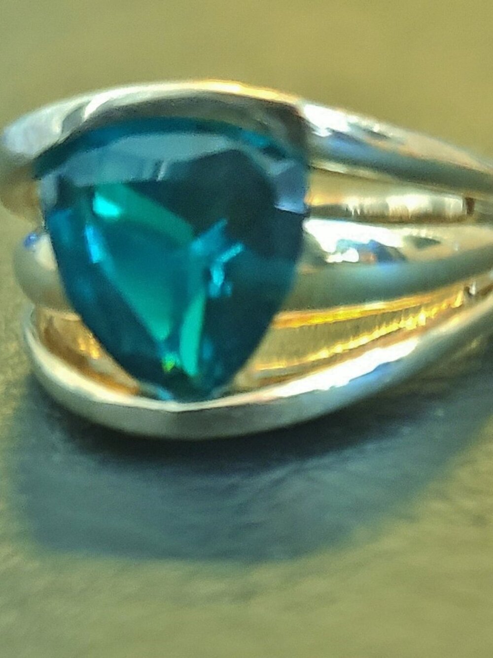 NEW 925 Sterling 14K Gold Green Emerald Seta Statement Cocktail Ring